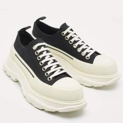 Pre Owned Alexander McQueen Black Canvas Tread Slick Sneakers Size 41