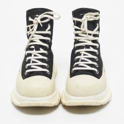 Pre Owned Alexander McQueen Black Canvas Tread Slick Sneakers Size 44