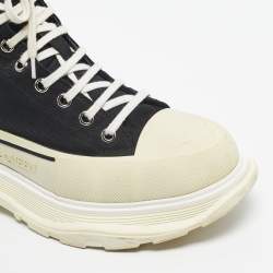 Pre Owned Alexander McQueen Black Canvas Tread Slick Sneakers Size 44