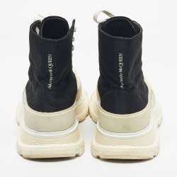 Pre Owned Alexander McQueen Black Canvas Tread Slick Sneakers Size 44