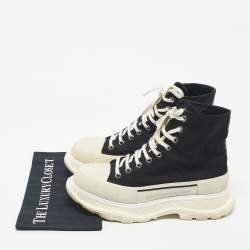 Pre Owned Alexander McQueen Black Canvas Tread Slick Sneakers Size 44