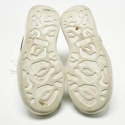 Pre Owned Alexander McQueen White/Black Leather Oversized Lace Up Sneakers Size 42.5