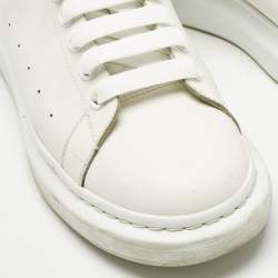 Pre Owned Alexander McQueen White/Black Leather Oversized Lace Up Sneakers Size 42.5