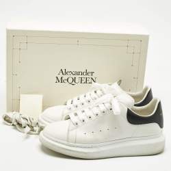 Pre Owned Alexander McQueen White/Black Leather Oversized Lace Up Sneakers Size 42.5