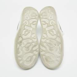 Pre Owned Alexander McQueen White/Black Leather Oversized Lace Up Sneakers Size 42