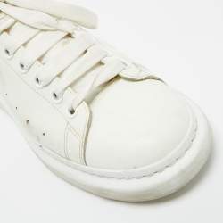 Pre Owned Alexander McQueen White/Black Leather Oversized Lace Up Sneakers Size 42