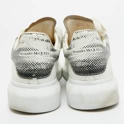 Pre Owned Alexander McQueen White/Black Leather Oversized Lace Up Sneakers Size 42