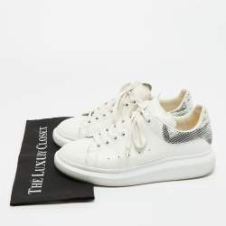 Pre Owned Alexander McQueen White/Black Leather Oversized Lace Up Sneakers Size 42