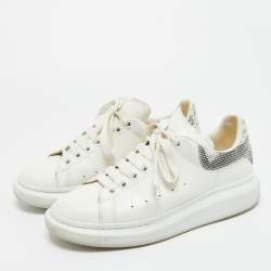 Pre Owned Alexander McQueen White/Black Leather Oversized Lace Up Sneakers Size 42