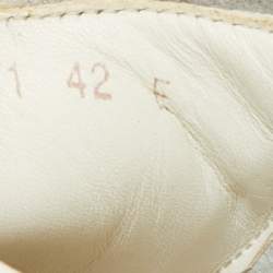 Pre Owned Alexander McQueen White/Black Leather Oversized Lace Up Sneakers Size 42