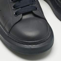 Pre Owned Alexander McQueen Navy Blue Leather and Patent Leather Oversized Lace Up Sneakers Size 40