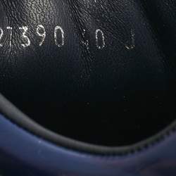 Pre Owned Alexander McQueen Navy Blue Leather and Patent Leather Oversized Lace Up Sneakers Size 40