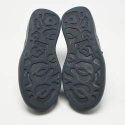 Pre Owned Alexander McQueen Navy Blue Leather and Patent Leather Oversized Lace Up Sneakers Size 40