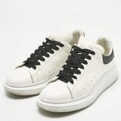 Pre Owned Alexander McQueen White/Black Leather Oversized Sneakers Size 43