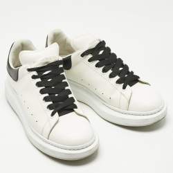 Pre Owned Alexander McQueen White/Black Leather Oversized Sneakers Size 43