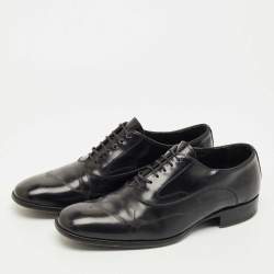 Pre Owned Alexander McQueen Black Leather Lace Oxford Size 43