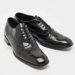 Pre Owned Alexander McQueen Black Leather Lace Oxford Size 43