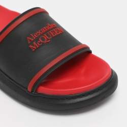 Pre Owned Alexander McQueen Black/Red Rubber Hybrid Slide Sandals Size 39