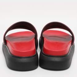 Pre Owned Alexander McQueen Black/Red Rubber Hybrid Slide Sandals Size 39