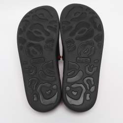 Pre Owned Alexander McQueen Black/Red Rubber Hybrid Slide Sandals Size 39