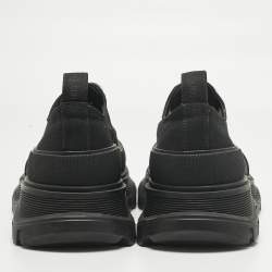 Pre Owned Alexander McQueen Black Canvas And Rubber Tread Slick Low Top Sneakers Size 42.5