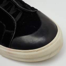 Pre Owned Alexander McQueen Black Velvet and Leather High Top Sneakers Size 42