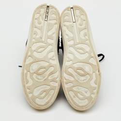 Pre Owned Alexander McQueen Black Velvet and Leather High Top Sneakers Size 42