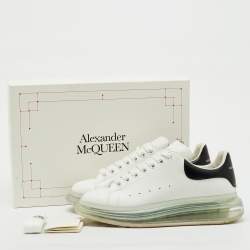 Pre Owned Alexander McQueen White/Black Leather Oversized Clear Sole Sneakers Size 41.5