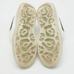 Pre Owned Alexander McQueen White/Black Leather Oversized Clear Sole Sneakers Size 41.5