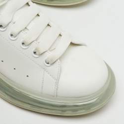 Pre Owned Alexander McQueen White/Black Leather Oversized Clear Sole Sneakers Size 41.5