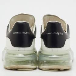 Pre Owned Alexander McQueen White/Black Leather Oversized Clear Sole Sneakers Size 41.5