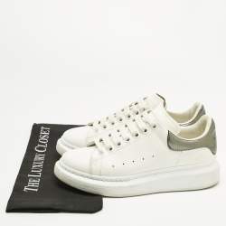 Pre Owned Alexander McQueen White/Metallic Leather Oversized Sneakers Size 39