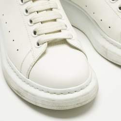 Pre Owned Alexander McQueen White/Metallic Leather Oversized Sneakers Size 39