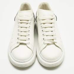 Pre Owned Alexander McQueen White/Metallic Leather Oversized Sneakers Size 39