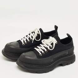 Pre Owned حذاء رياضي ألكساندر ماكوين عنق منخفض تريد مطاط وجلد أبيض /أسود مقاس 42