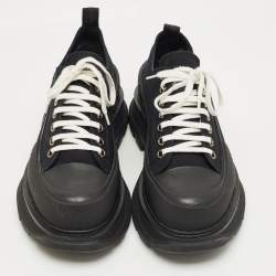 Pre Owned حذاء رياضي ألكساندر ماكوين عنق منخفض تريد مطاط وجلد أبيض /أسود مقاس 42