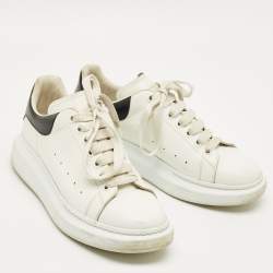Pre Owned Alexander McQueen White/Black Leather Oversized Sneakers Size 42