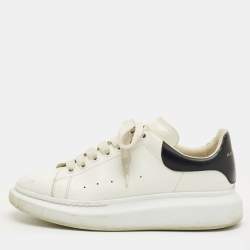 Pre Owned Alexander McQueen White/Black Leather Oversized Sneakers Size 42