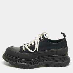 Pre Owned Alexander McQueen Black Canvas And Rubber Tread Slick Low Top Sneakers Size 40