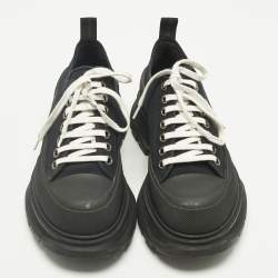Pre Owned Alexander McQueen Black Canvas And Rubber Tread Slick Low Top Sneakers Size 40