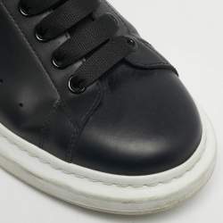 Pre Owned Alexander McQueen Black Leather Oversized Sneakers Size 42