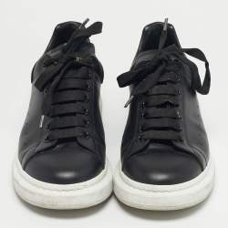 Pre Owned Alexander McQueen Black Leather Oversized Sneakers Size 42