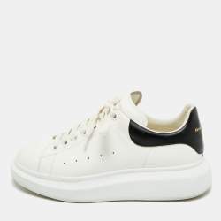 Pre Owned Alexander McQueen White/Black Leather Oversized Sneakers Size 43