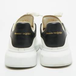 Pre Owned Alexander McQueen White/Black Leather Oversized Sneakers Size 43