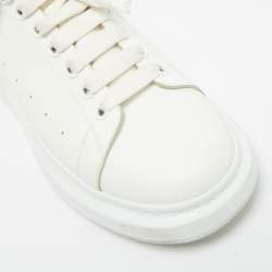 Pre Owned Alexander McQueen White/Black Leather Oversized Sneakers Size 43