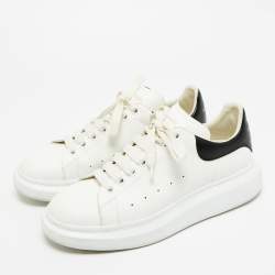 Pre Owned Alexander McQueen White/Black Leather Oversized Sneakers Size 43