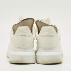 Pre Owned Alexander McQueen White Leather Oversized Lace Up Sneakers Size 43.5
