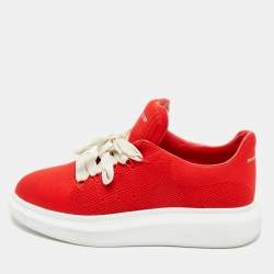 Pre Owned Alexander McQueen Red Knit Fabric Oversized Sneakers Size 43