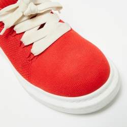 Pre Owned Alexander McQueen Red Knit Fabric Oversized Sneakers Size 43
