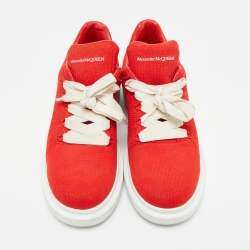 Pre Owned Alexander McQueen Red Knit Fabric Oversized Sneakers Size 43